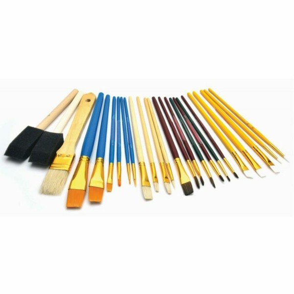 Artist Paint Brush Set of 25 Assorted Brushes Foam Sponges Fine Detail