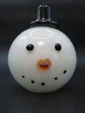 AWESOME Blown Art Glass SNOWMAN Head Figure Applied Hat Nose Mouth Eyes NICE