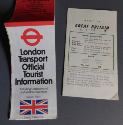 1978 London Transport Official Tourist Info: w/ Underground & bus map - $ conver