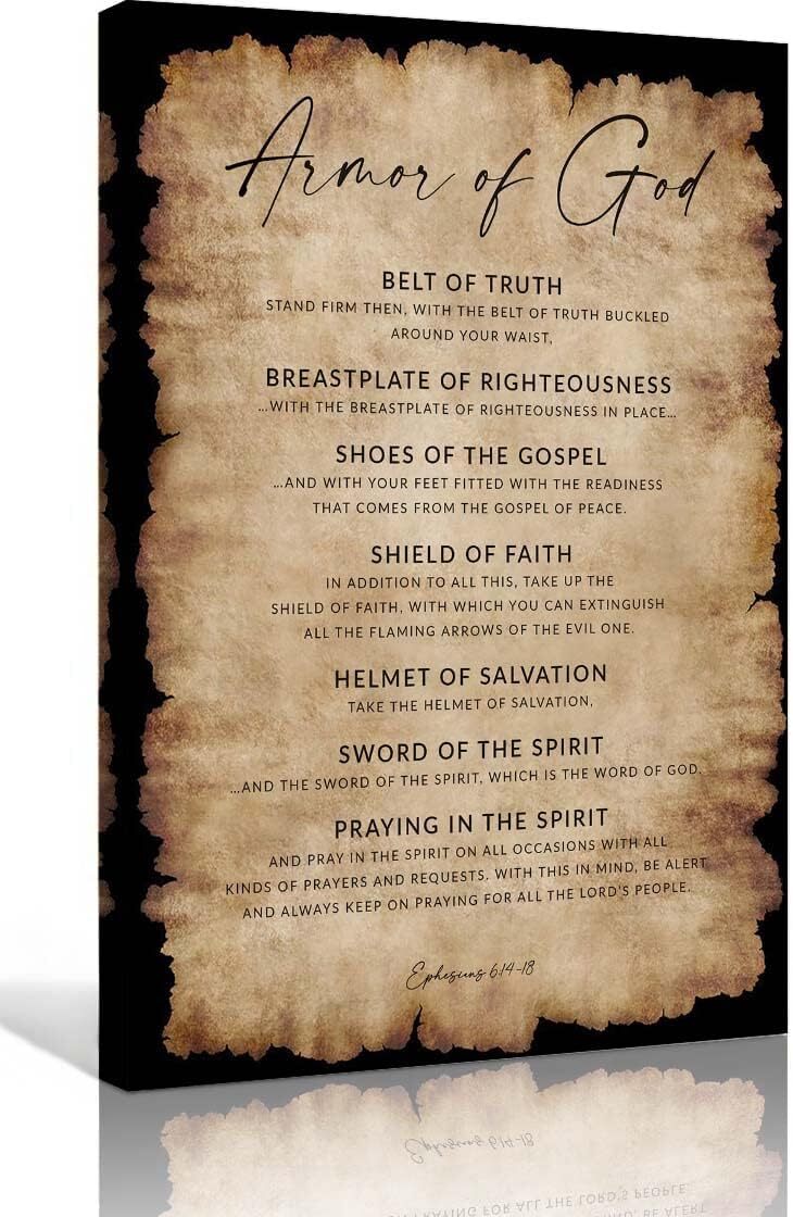 Ephesians 6 14-18 Armor of God Bible Verse Wall Art Vintage Prayer Poster