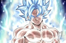Anime dragon ball super gt z saiyan son goku blue Stitched Gaming Mat Desk