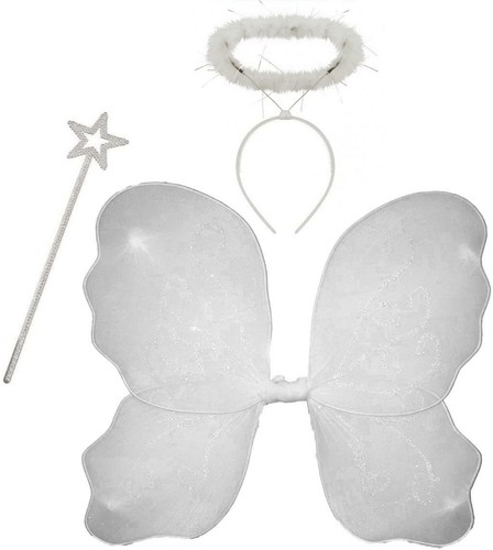 Fairy Angel Glitter Wings Christmas Fancy Dress Costume Nativity Adults Kids - Picture 11 of 11