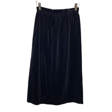Vintage 90s Black Velvet Below Knee A Line Skirt Small