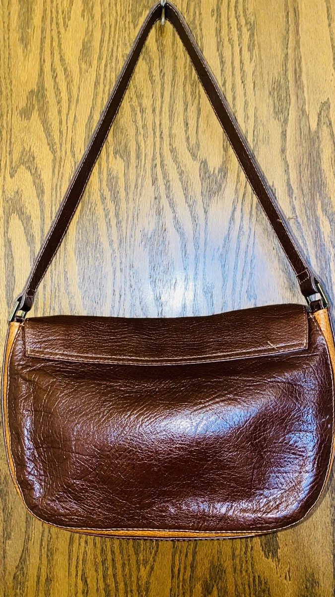 Eberle Leather Purse Shoulder Or Crossbody Handbag. Two Tone Brown