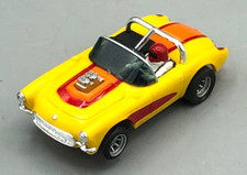 Rare Vintage Aurora AFX 1957 Corvette Convertible Yellow Orange Red HO Slot Car