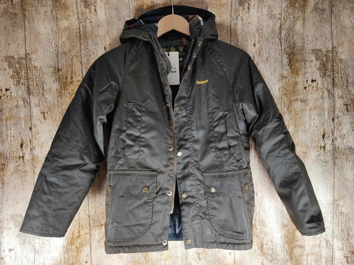 Barbour Boy s Beaufort Hooded Beaufort Waxed Jacket In Olive New