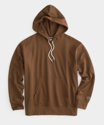 Todd Snyder X Champion Oversized Interlock Jersey Hoodie Glazed Pecan Brown Sz L