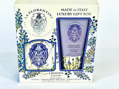 LA FLORENTINA LUXURY GIFT BOX BAR SOAP & HAND CREAM LAVENDER MADE IN ITALY