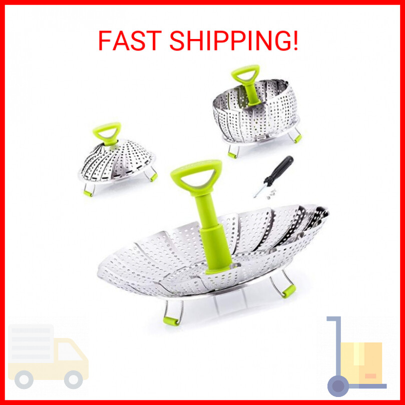 Foldable Adjustable Vegetable Steamer Basket for Stovetop Cooking-image