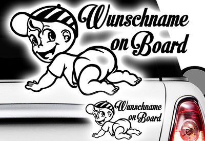 1x Aufkleber WUNSCHNAME ON BOARD Sticker Hangover Baby Auto Kind fährt mit FUN1 