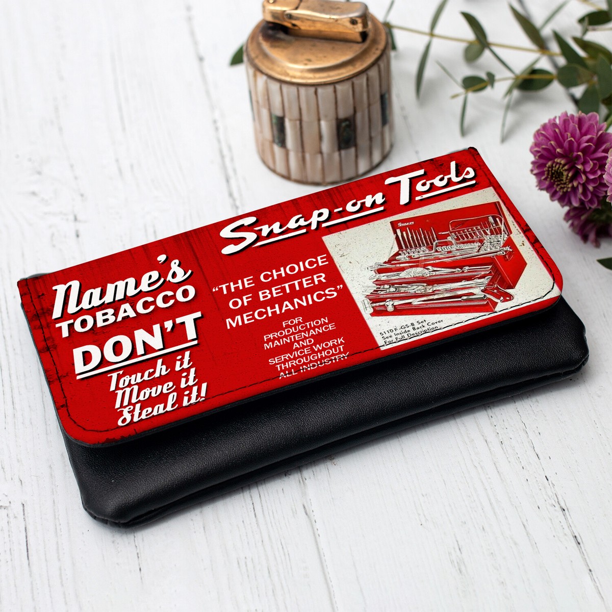 personalized tobacco pouch Personalised Tobacco Pouch Snap On Tools Baccy Wallet Garage Mens Gift  OCP09