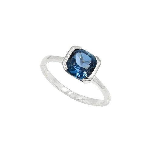Women's Sterling Silver Heart Promise Ring With Simulated Blue Topaz - Size 6