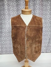 Vintage 1960s Sears The Leather Shop Western Vest Size Large Suede Sherpa Lined
