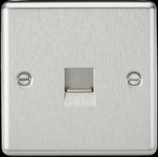 Image of Brushed Steel Switches & Sockets Satin Chrome Black Inserts Full Range
