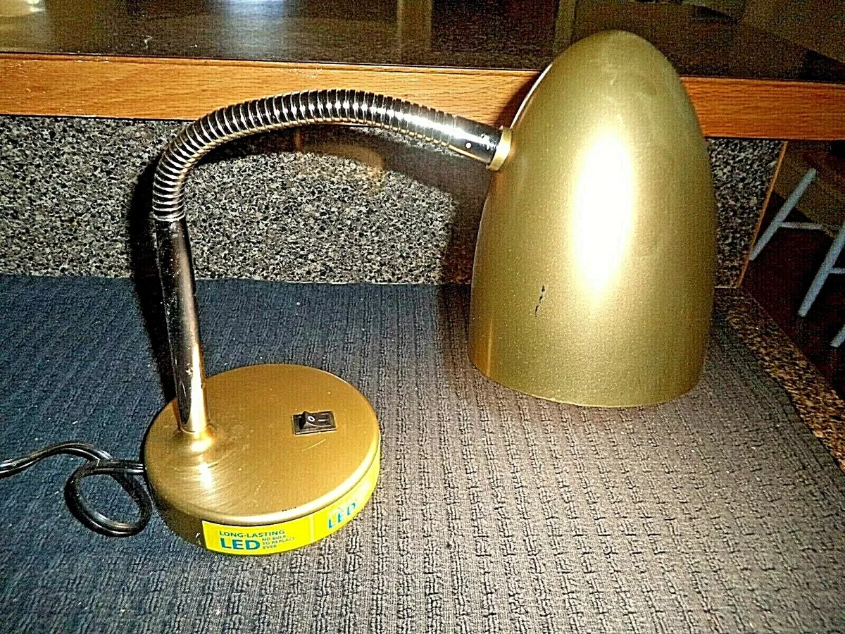 Gold Adjustable Gooseneck LED Desk Lamp by Intertek