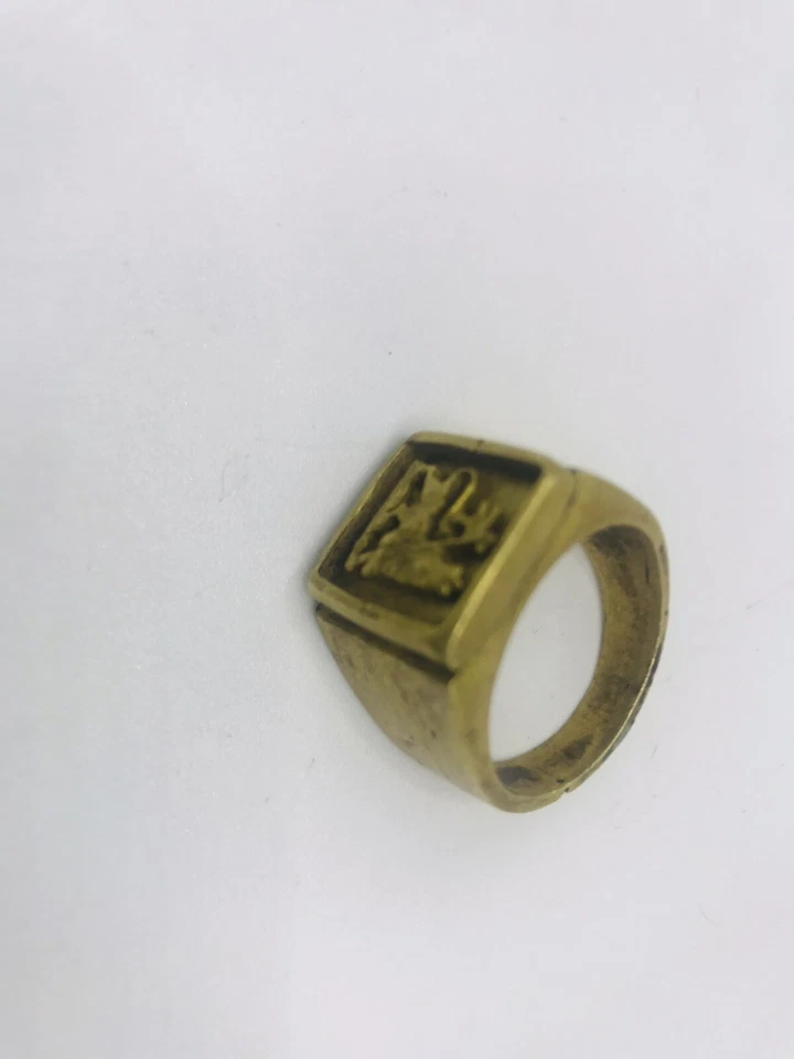 Handmade Ethiopian HAILE SELASSIE lion of Judah Brass Ring SIZE 9,10,11 - image 2 of 3