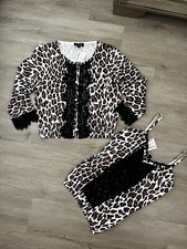 GORGEOUS VINTAGE BRAND NEW BEBE L LARGE CARDIGAN TOP & M MEDIUM TANK TOP LEOPARD