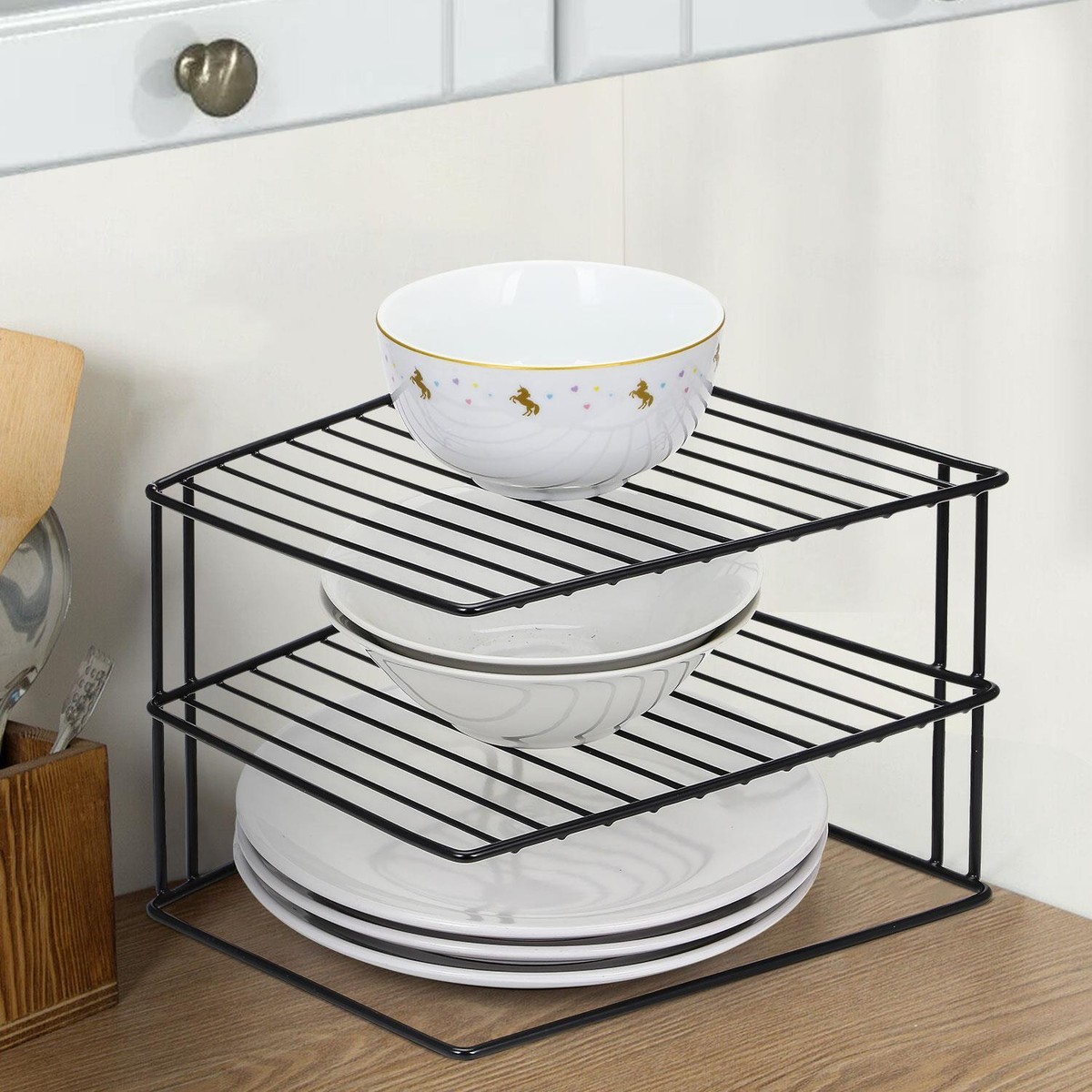 Tier Corner Plate Kitchen Cupboard Organiser Tidy Storage Rack Dish Stand