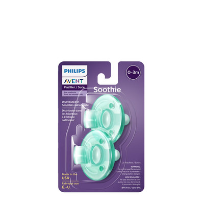 2pk Philips Avent Soothie Newborn Pacifiers 0-3 Months Hospital Grade One-Piece