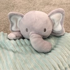Luxe  Willow Gray Elephant Blue Security Blanket Lovey Unisex Sensory Toy