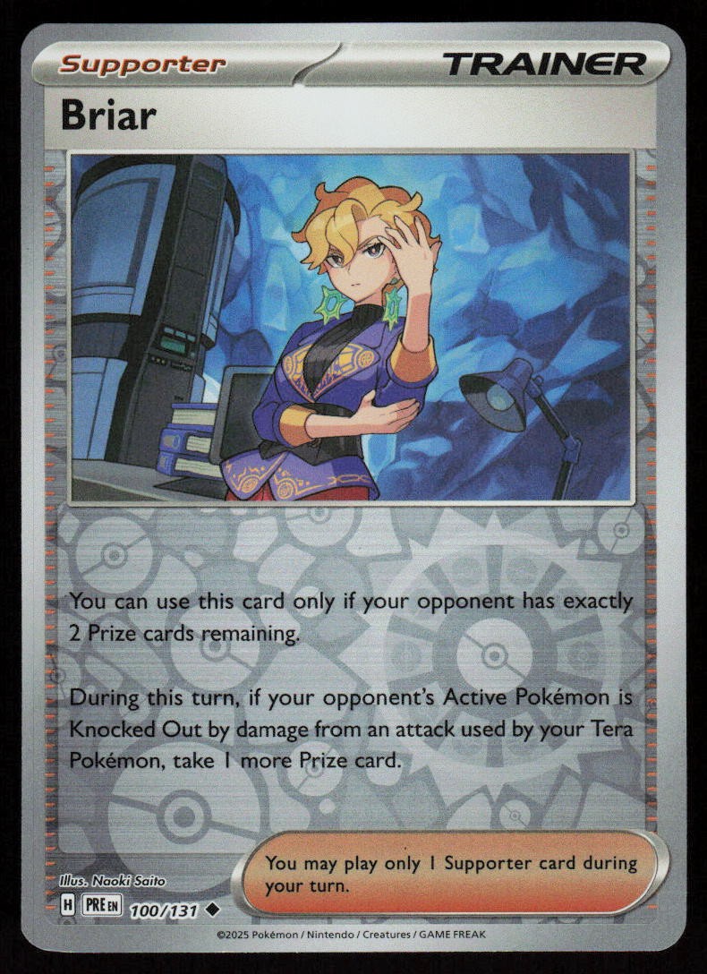 Briar 100/131 Uncommon Prismatic Evolutions Pokemon Reverse Holo Near Mint