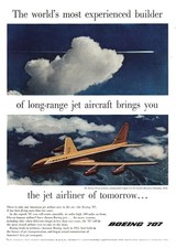 1957 Boeing 707: Long Range Jet Aircraft Vintage Print Ad