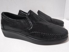 GA2 Women's SAS Tripad USA Dream Black Snake Metallic Wedge Loafers Sz 6 Med