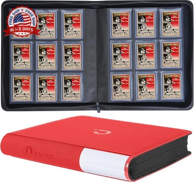 Heavy-Duty 288 Top Loader Card Binder 9 Pocket Classic Red for Card Collection