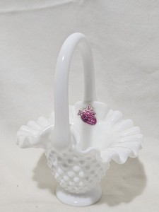 Fenton Hobnail Milk Glass Basket | eBay