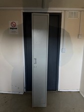 Metal Upright Storage Locker Cabinet Unit Silver Plus Heavy Duty Hanger Shelf