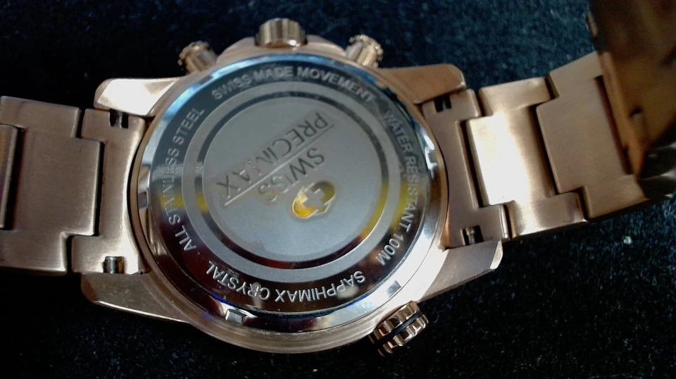 Swiss Precimax Chronograph Quartz Swiss Black dial Bronze case/band  - Image 3 of 4