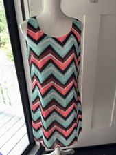 HeartSoul Chevron Print Dress Women's XL Striped Chiffon Criss Cross Back Y2K