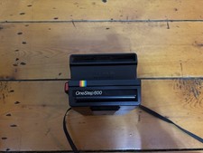 VINTAGE Polaroid One Step 600 Land Camera Black Rainbow with Strap UNTESTED