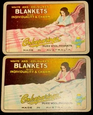AD187 Swap Playing Cards 2 VINTAGE Onkaparinga Wool Blankets Lady Australian