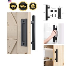 Heavy Duty 12" Pull and Flush Barn Door Handle Set, Large Rustic Two-Side Des...