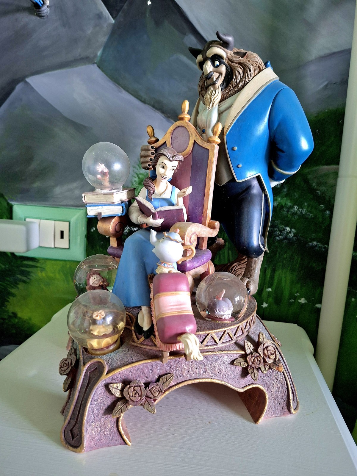 Disney Statua La Bella E La Bestia Con Mini Palle di neve