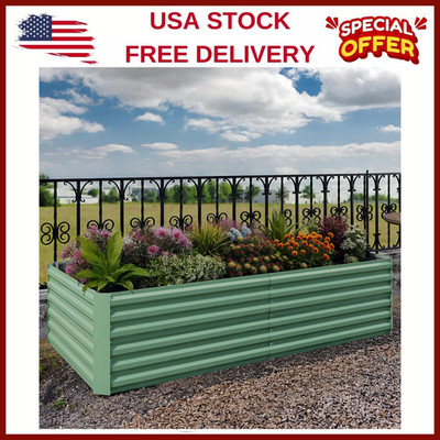 6x3x2 FT/8x4x2 FT Outdoor Metal Raised Garden Bed,Deep Root Box Planter,Growing