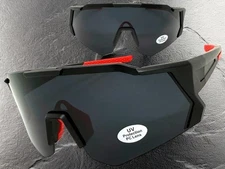 Oversized Retro Sporty Biker Baseball Fishing Wrap SUN GLASSES Large Black Frame