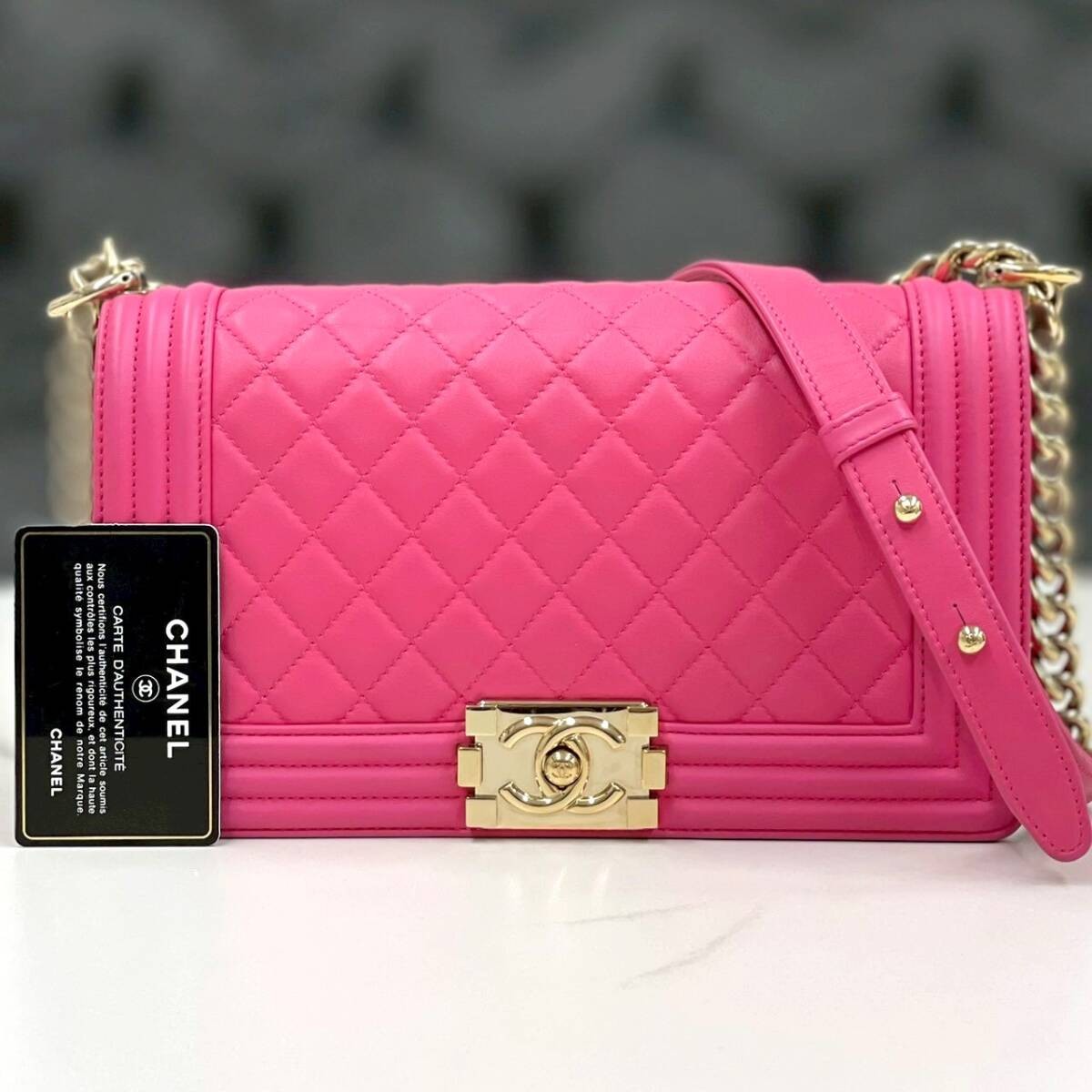 item Boy CHANEL Shoulder Bag Pink Matelass Model 24