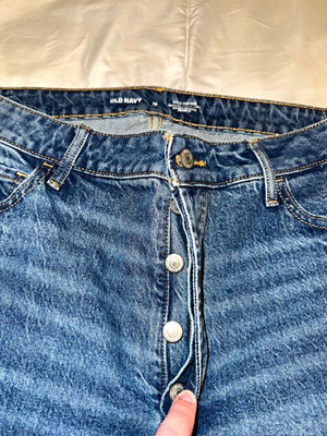 Old Navy Women s High Rise Bootcut Blue Denim Jeans 5-Pocket Button Logo