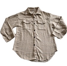 Women's Shacket Loose Houndstooth Caramel Small Oversized Jacket New