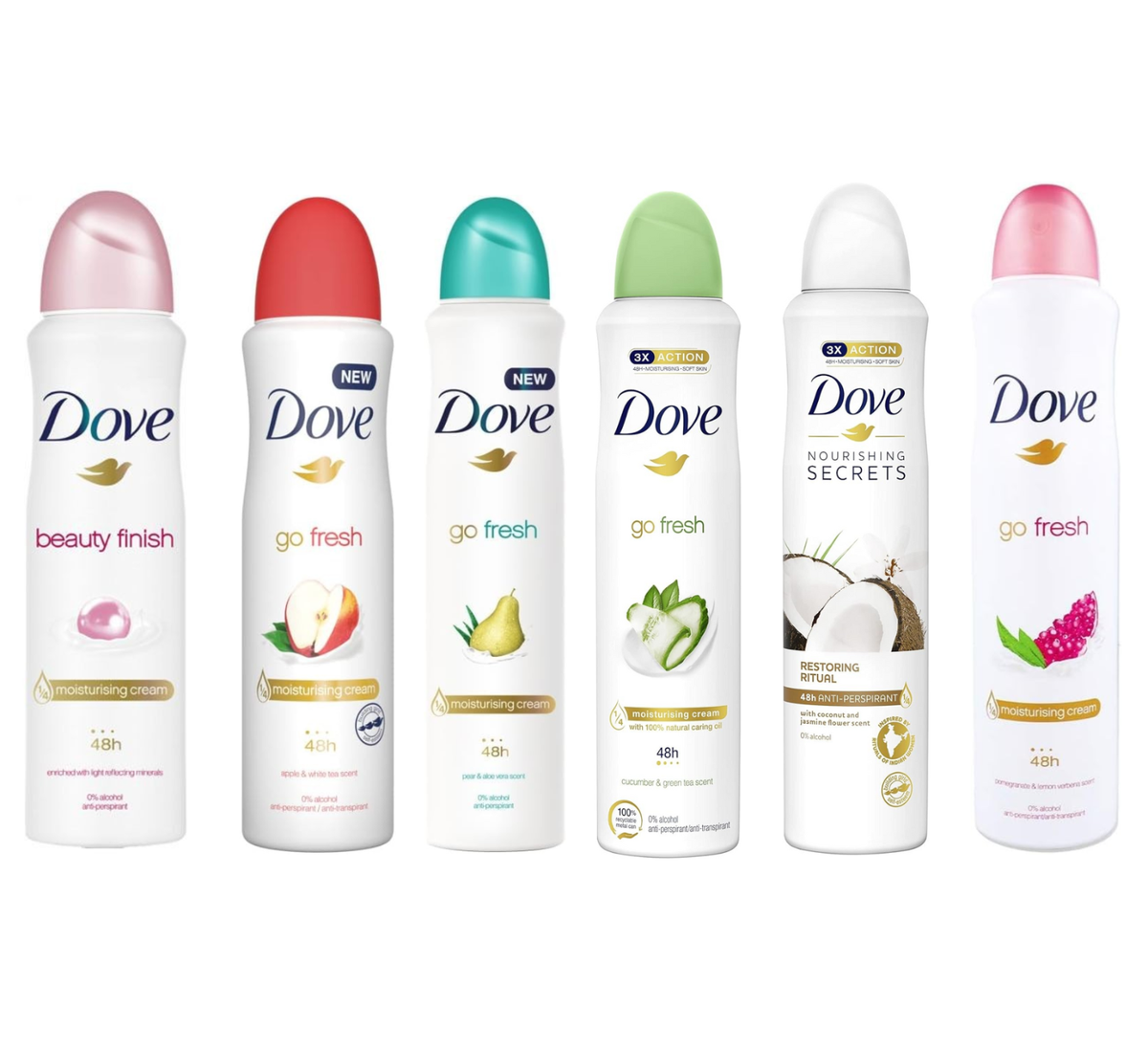 x 150ml Dove Deodorant Body Spray Original Apple White Tea