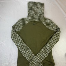 Nike Pro Hyperwarm Pullover Mock Neck Brushed Activewear Top Green Size XS