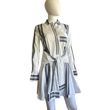 Derek Lam 10 Crosby White Drop Waist Long Sleeve Shirt Dress US 2