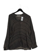 Vince Women's Top UK 10 Brown 100% Silk Long Sleeve V-Neck Basic