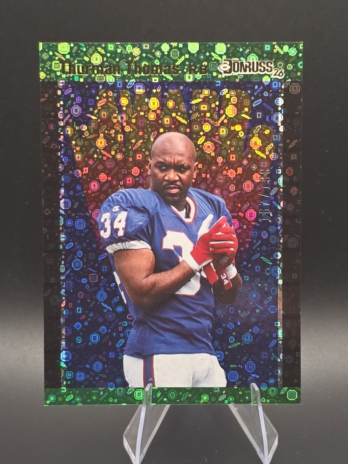 Thurman Thomas 2026 Panini Decades 90s Award Winners Green Disco /199 Donruss 