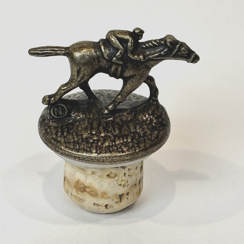Blanton's Bourbon Whiskey Bronze Bottle Stopper - Letter N - Racehorse Jockey