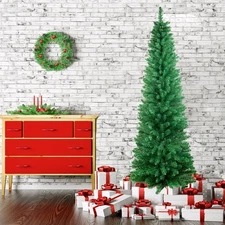 5Ft PVC Artificial Slim Pencil Christmas Tree w/ Stand Home Holiday Decor Green