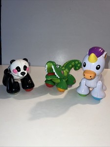 Lot 3 Fisher Price Amazing Animal Panda Unicorn Alligator Click Clack Rattle GUC