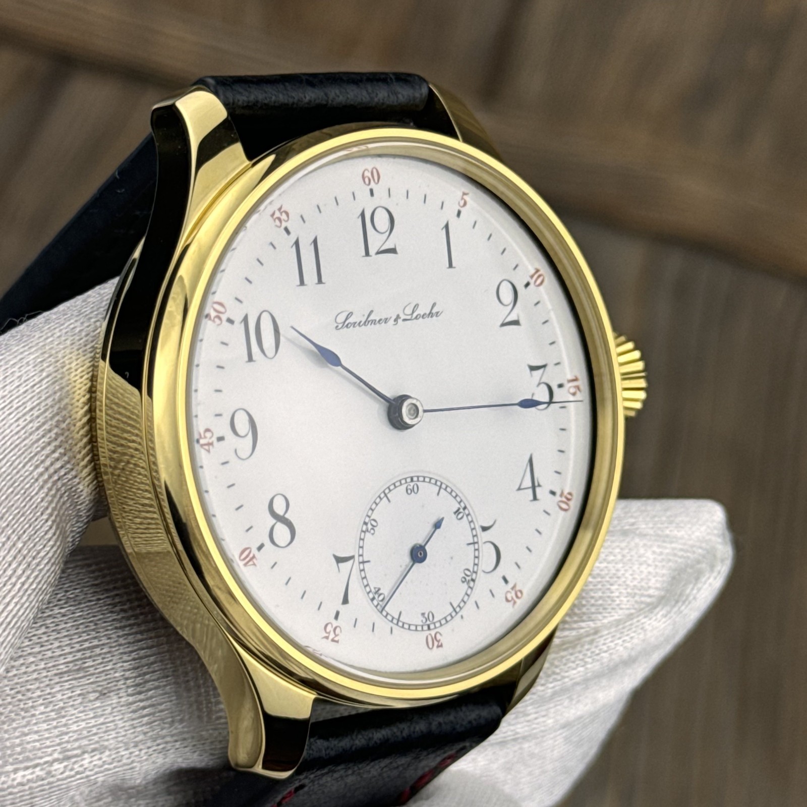 Marriage Watch & Original Omega Movement 1900, Enamel White Dial, Gold Case 48mm image 2